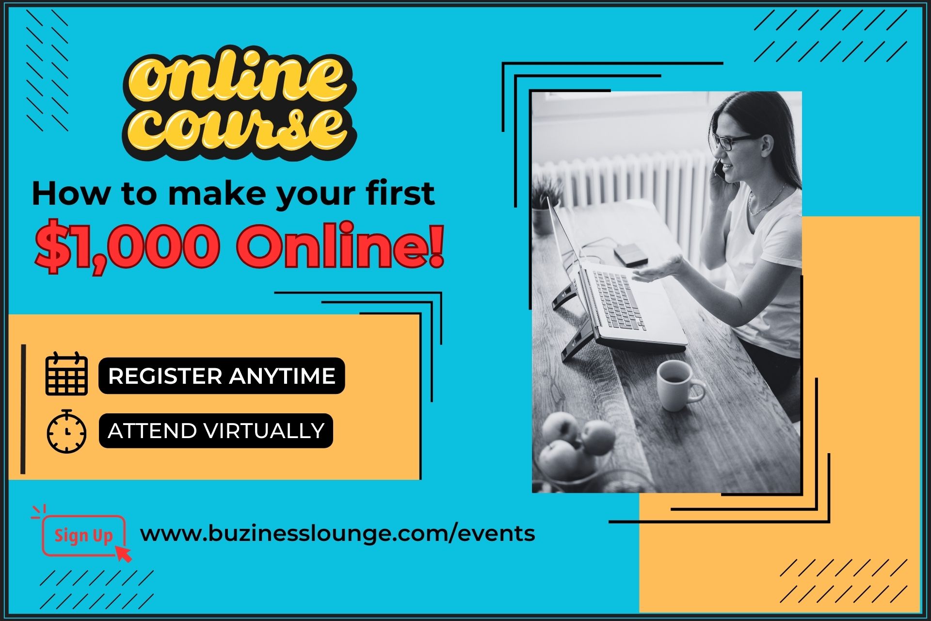 Course Banner for How to make your first $1,000 online