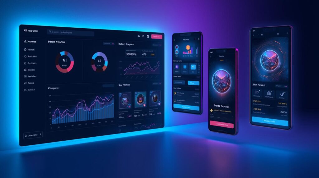 Modern e-commerce dashboard showing AI analytics as one of the key e-commerce trands.